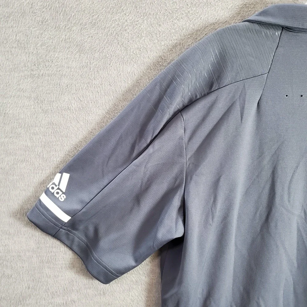 Adidas Men Polo Shirt Large‎ Gray Golf Logo Short Sleeve Collar Pullover